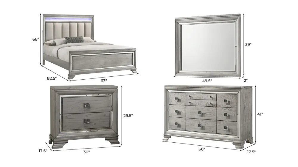 Vail 4-pc. Bedroom Set Dimensions
