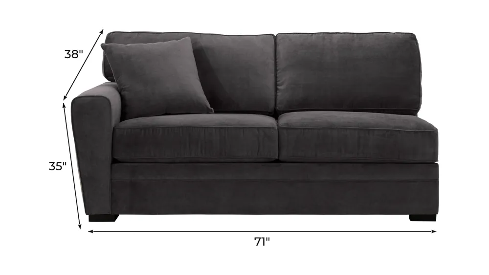 Artemis II Left Arm Facing Full Sleeper w/ Memory Foam Mattress Dimensions