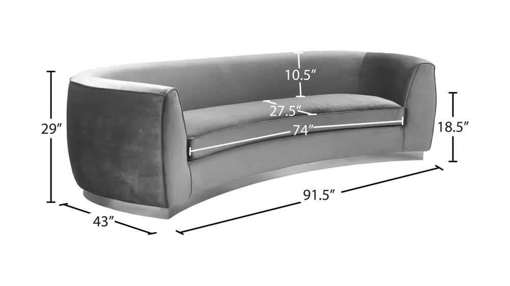 Julian Velvet Sofa Dimensions