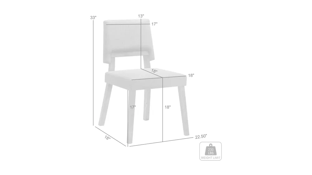Channell Dining Chair - Set of 2 Dimensions