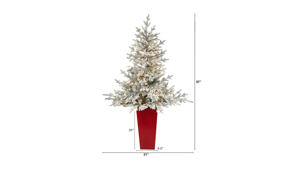 57" Pre-Lit Flocked Fraser Fir Artificial Tree Dimensions