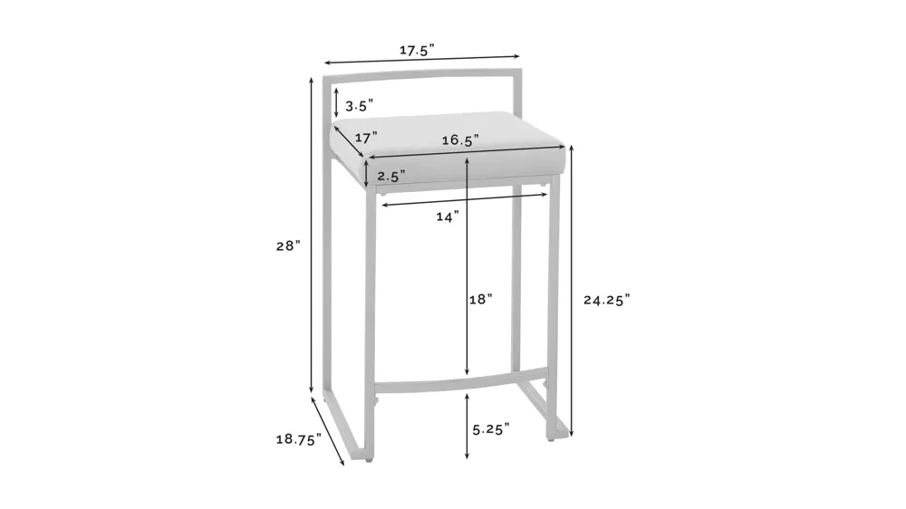 Harlowe Counter Stool - Set of 2 Dimensions