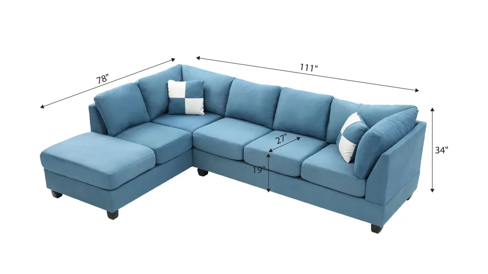 Malone 2-pc. Reversible Sectional Sofa Dimensions