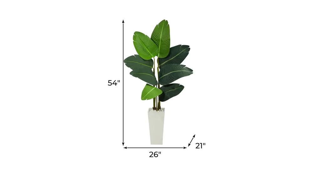 4.5ft. Travelers Palm Artificial Tree in White Planter Dimensions