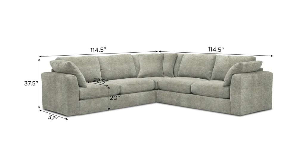 Nappily 3-pc. Sectional Dimensions