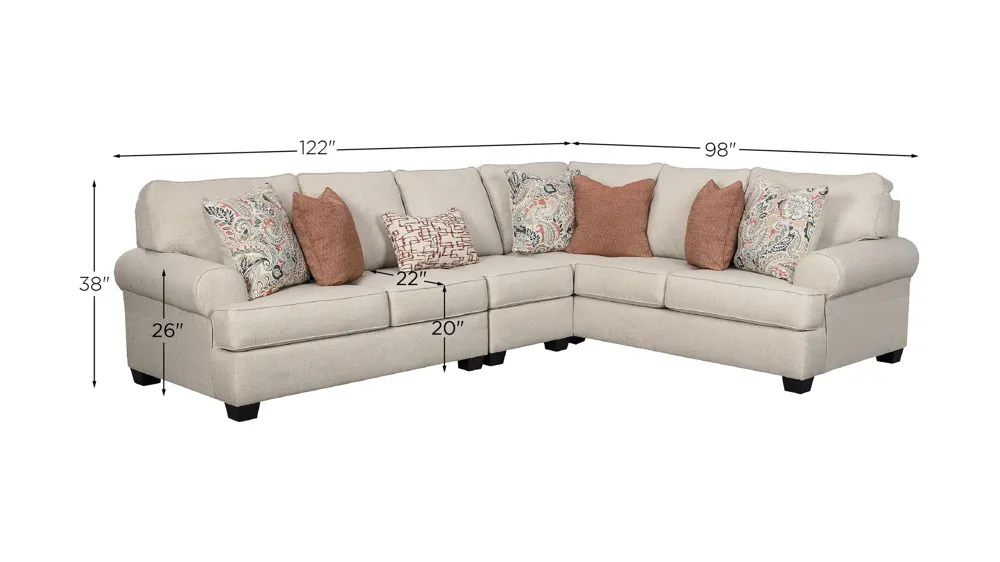 Amici 3-Piece Sectional Dimensions