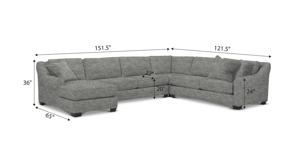 Thatcher 4-pc. Sectional Dimensions
