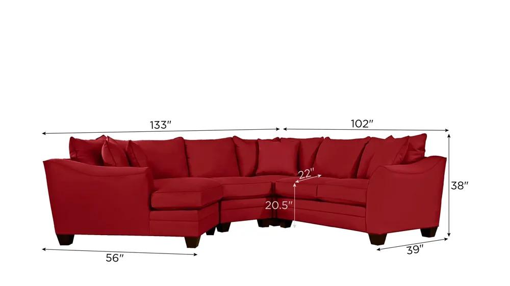 Foresthill 4-pc. Left Hand Cuddler Sectional Sofa Dimensions