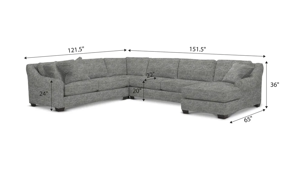 Thatcher 4-pc. Sectional Dimensions