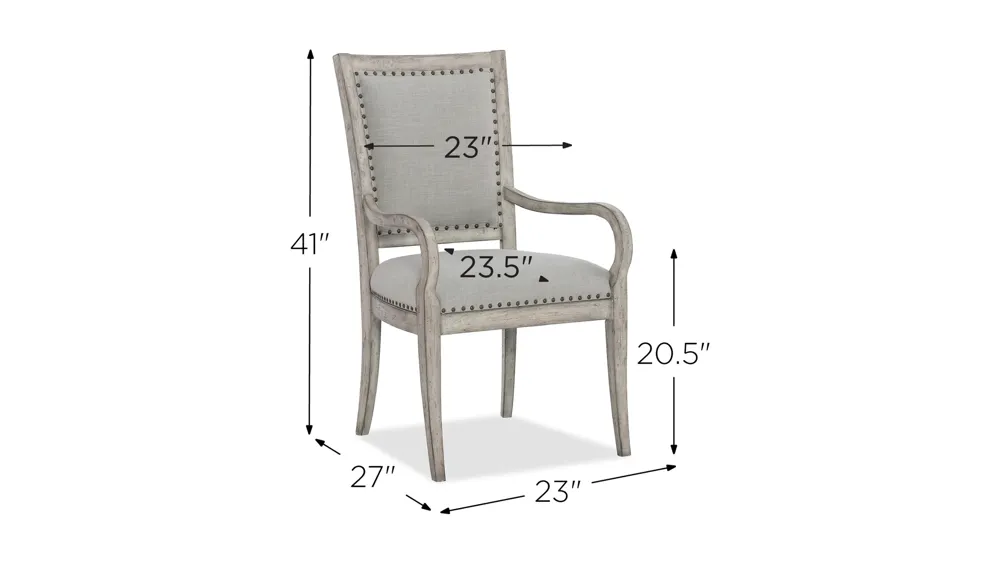Boheme Vitton Upholstered Arm Chair - Set of 2 Dimensions