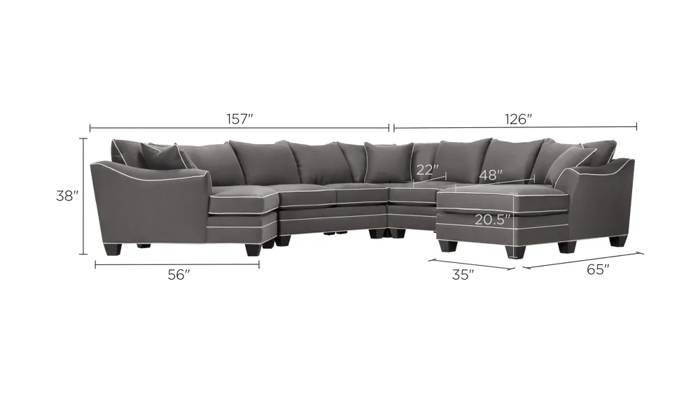 Foresthill 5-pc. Right Hand Facing Sectional Sofa Dimensions