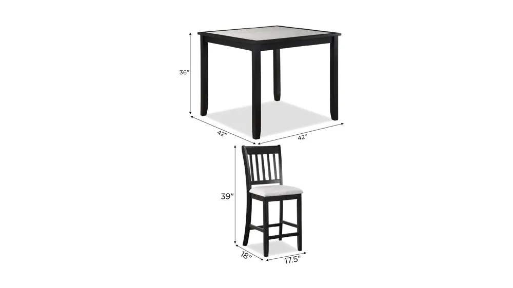 Salvador 5-pc. Counter Height Dining Set Dimensions