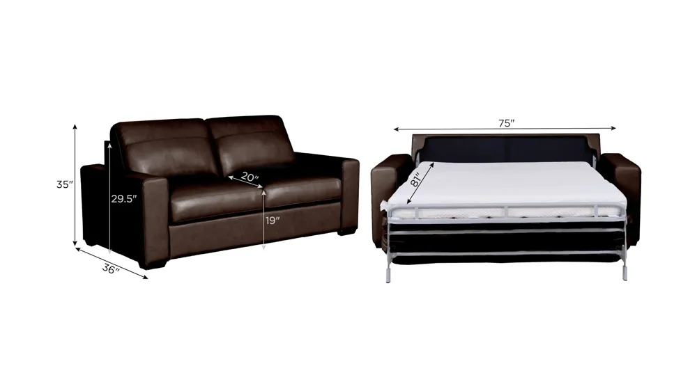 Harley 2-pc. Leather Full Sleeper Dimensions