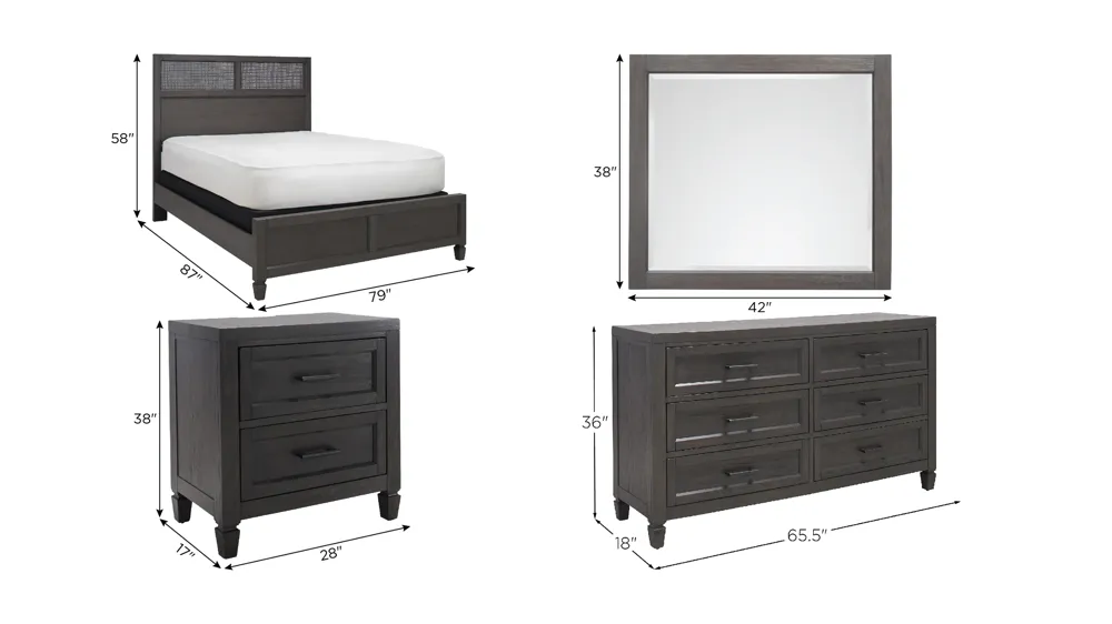 Dutton 4-pc. Bedroom Set Dimensions