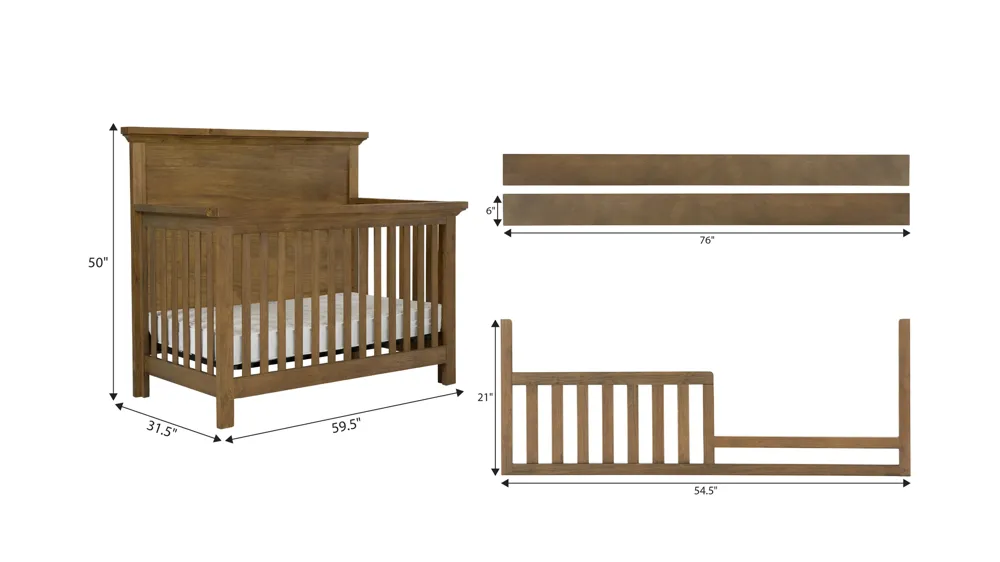 Wyatt Panel Convertible Crib with Conversion Kit Dimensions