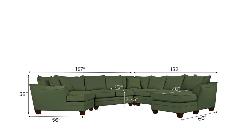 Foresthill 5-pc. Right Hand Facing Sectional Sofa Dimensions