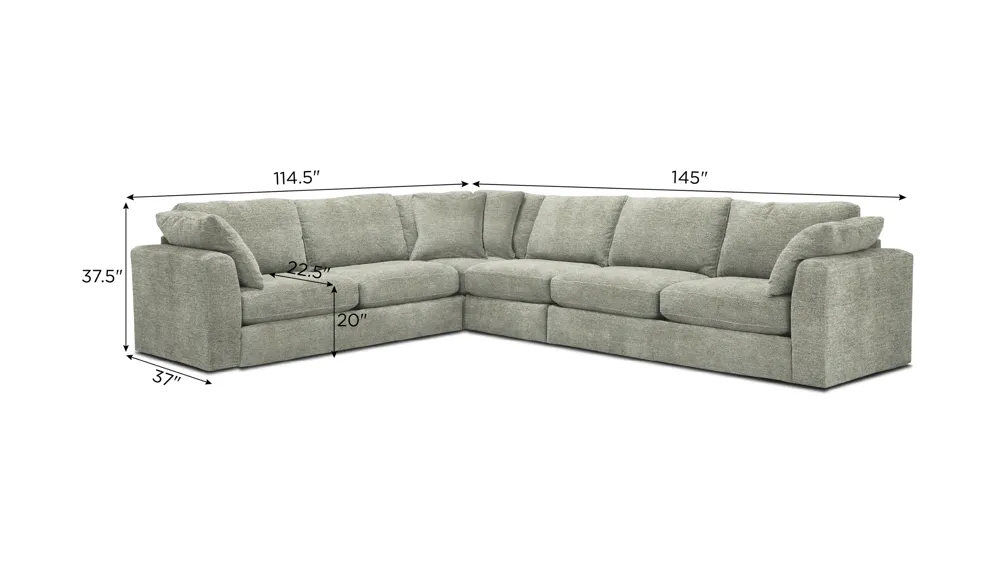 Nappily 4-pc. Sectional Dimensions