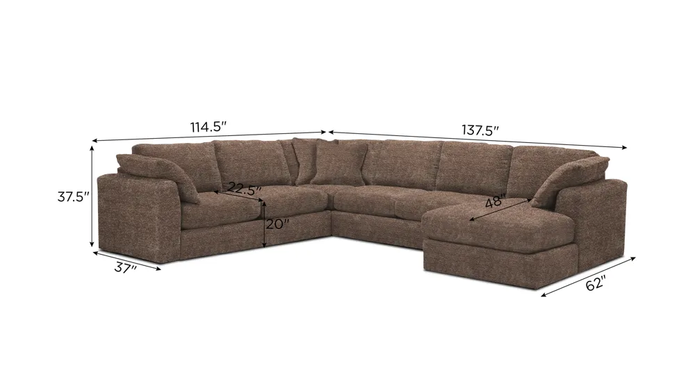 Nappily 4-pc. Sectional Dimensions