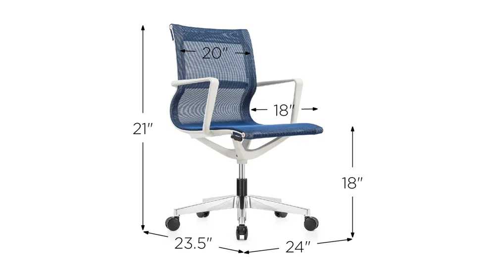 Kinetic White Frame Office Chair with Mesh Back Dimensions
