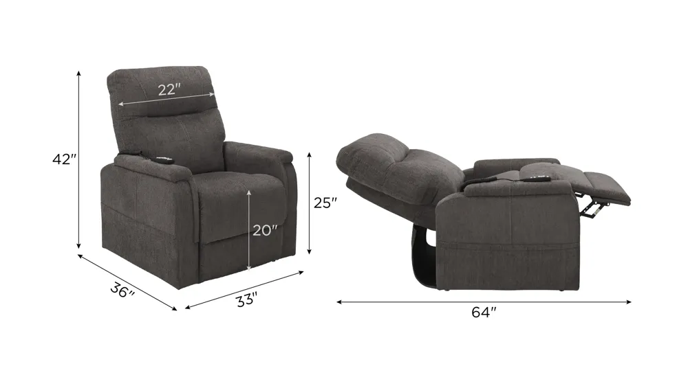 Ovation Power Lift Recliner w/ Heat & Massage Dimensions