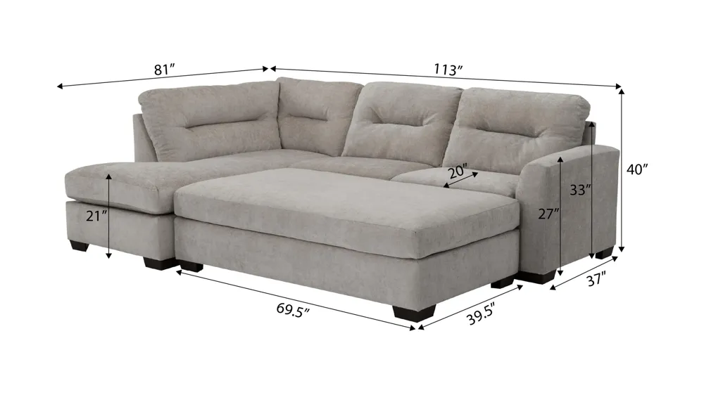 Oliver 2-pc. Section with Ottoman Dimensions