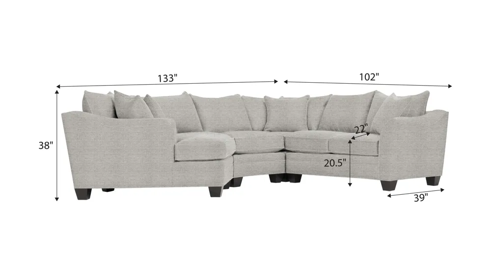 Foresthill 4-pc. Left Hand Cuddler Sectional Sofa Dimensions