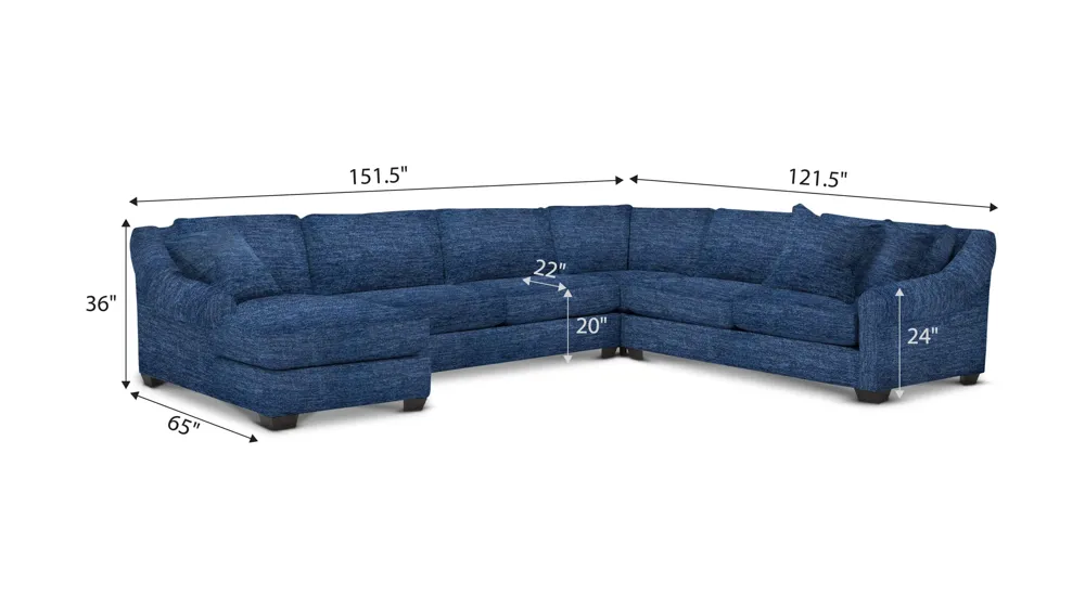 Thatcher 4-pc. Sectional Dimensions