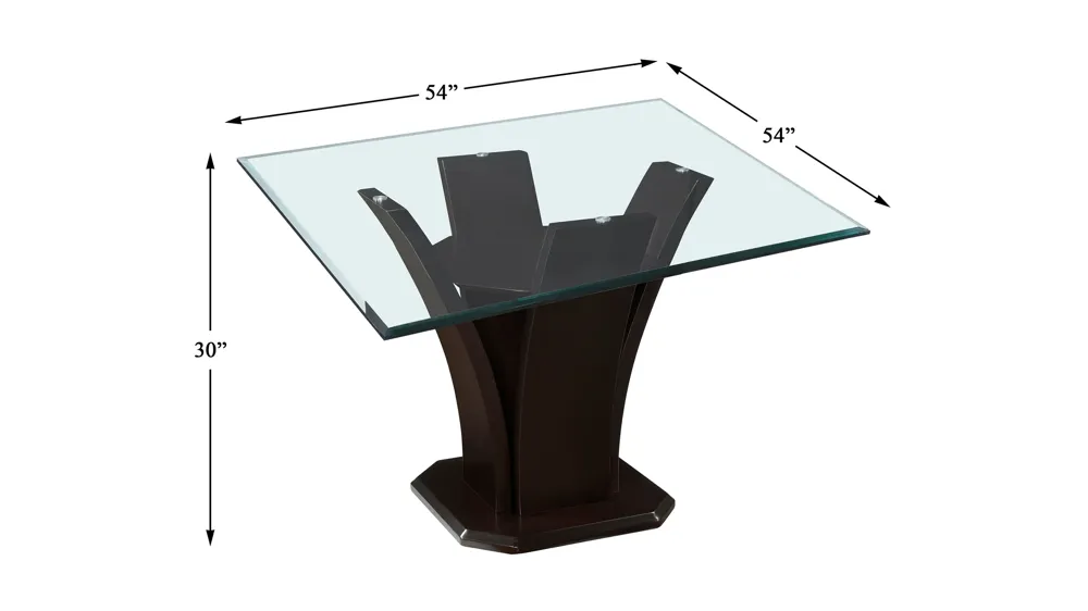 Venice 54" Glass Dining Table Dimensions