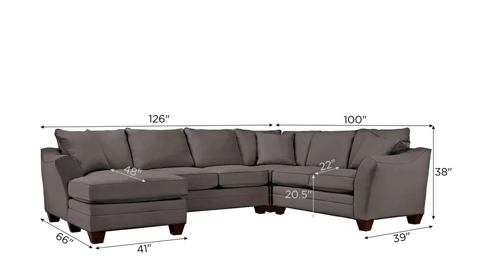 Foresthill 4-pc. Left Hand Chaise Sectional Sofa Dimensions