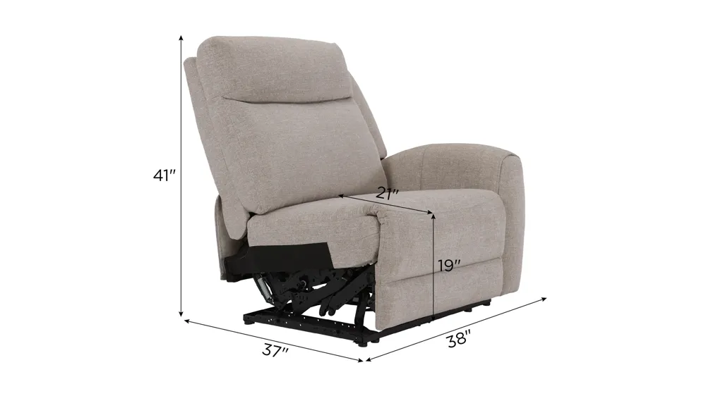 Newell Right Arm Facing Dual Power Recliner Dimensions