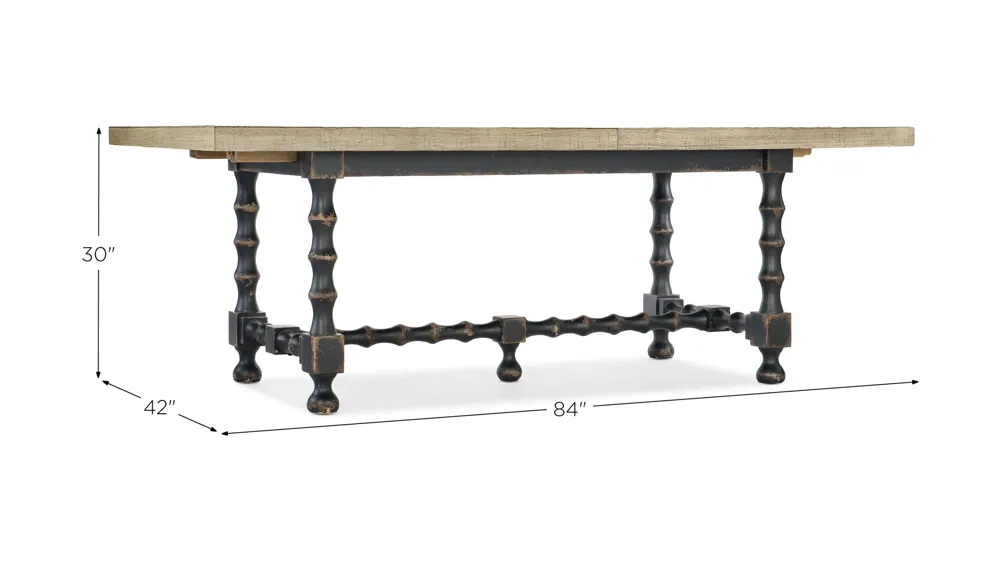 Ciao Bella 84in Rectangular Trestle Dining Table with Two Leaves Dimensions