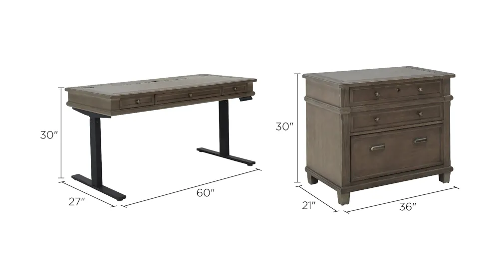 Lexicon 2-pc. Adjustable-Height Home Office Set Dimensions