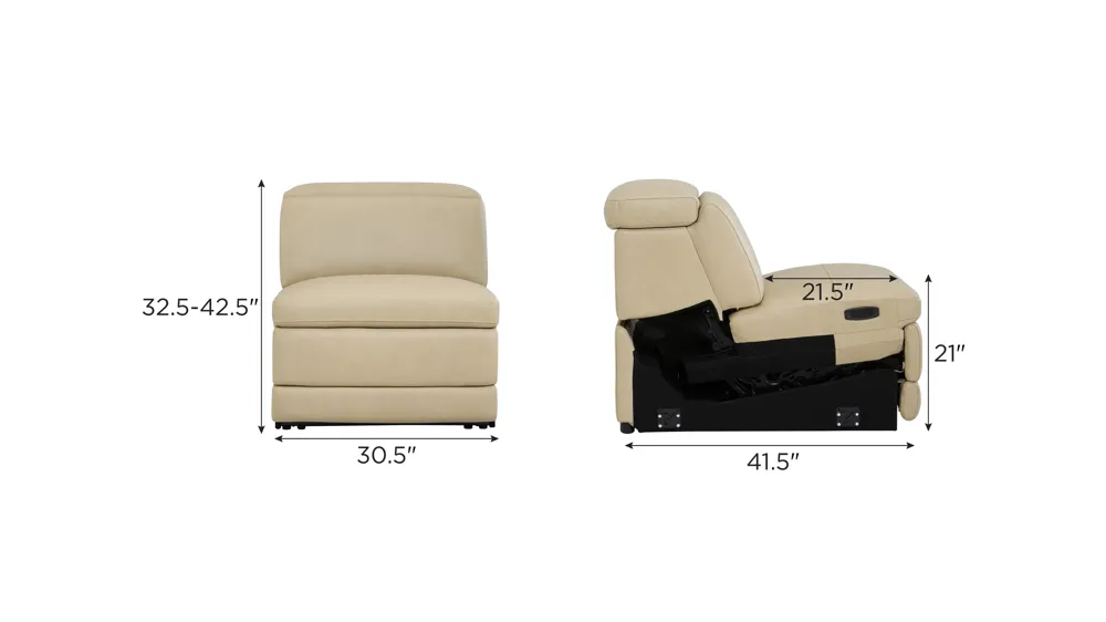 Finnegan Dual Power Armless Recliner Dimensions