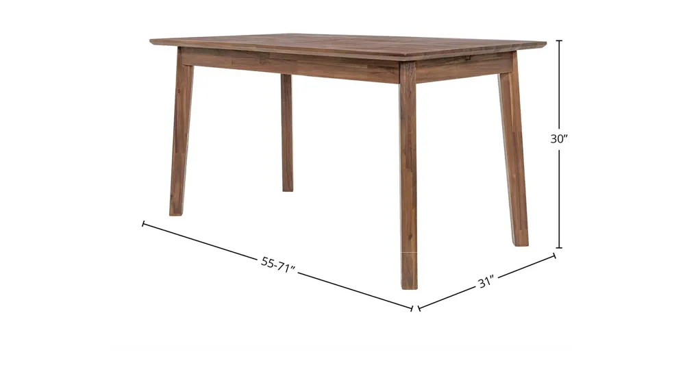 Gia Small Extension Dining Table w/ Butterfly System 55/71” - Warm Pecan Dimensions