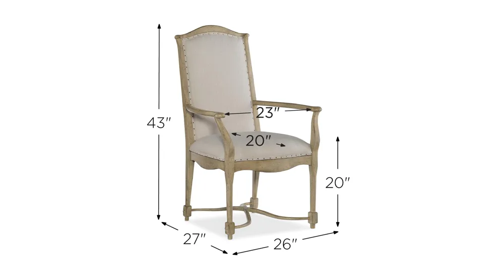 Ciao Bella Upholstered Arm Chair - Set of 2 Dimensions
