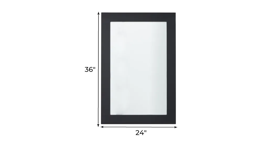 Ivy Collection Black Wood Wall Mirror Dimensions