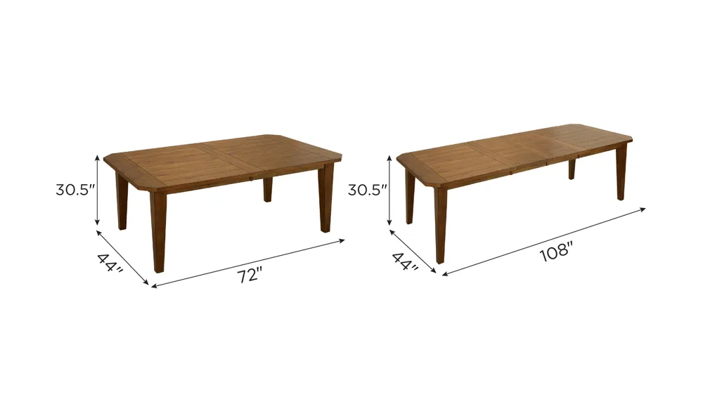 Colebrook Dining Table w/ Leaves Dimensions