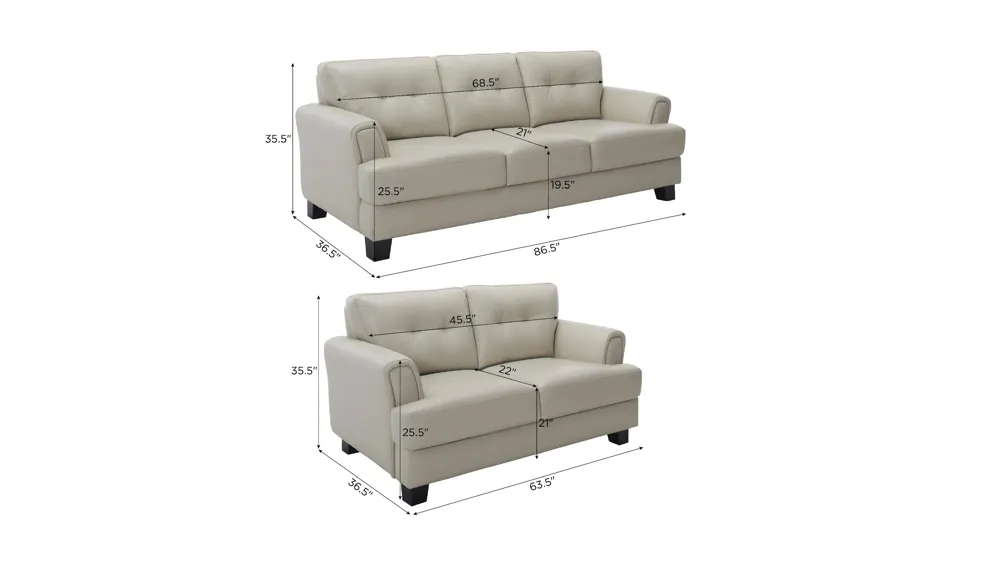 Diego Living Room Set Dimensions