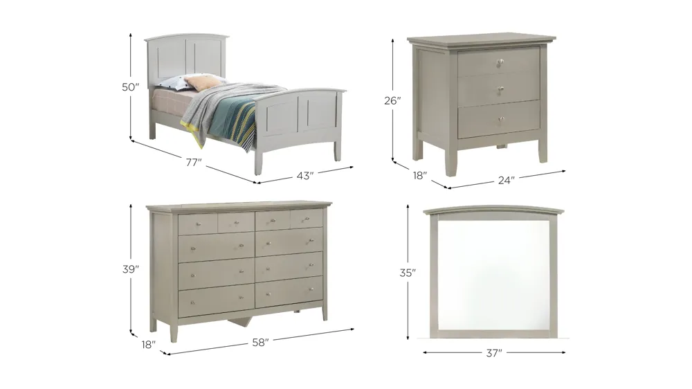 Hammond 4-pc. Panel Bedroom Set Dimensions
