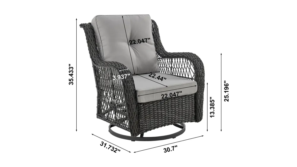 Fruttuo 3 Pc Outdoor Patio Set Dimensions