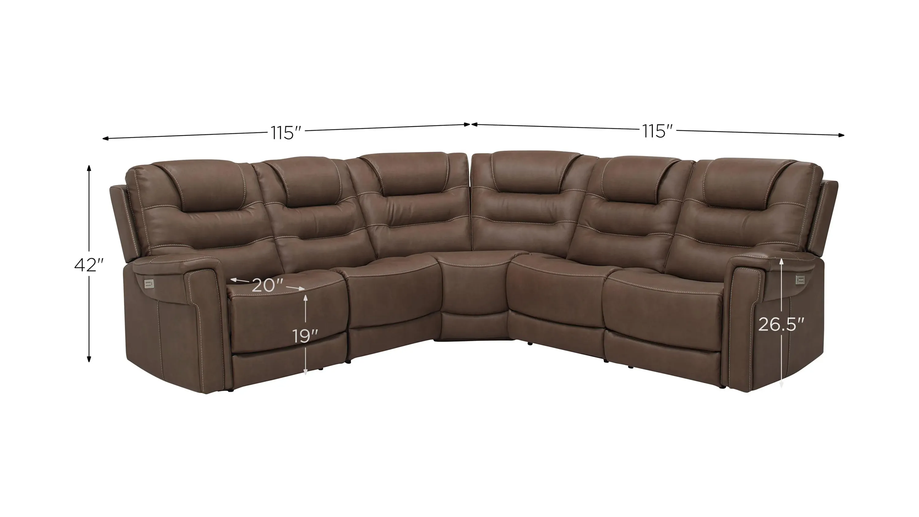 Danbury 5-pc. Power Sectional w/ Power Headrest and Lumbar Support