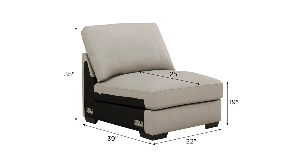 Oaklynn Leather Armless Chair Dimensions