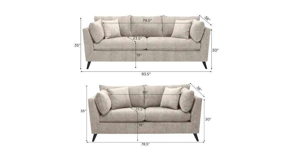 Caruso Living Room Set Dimensions