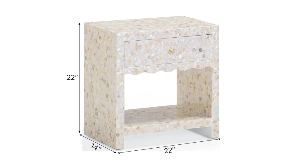 Piara Mother of Pearl Inlaid Nightstand Dimensions