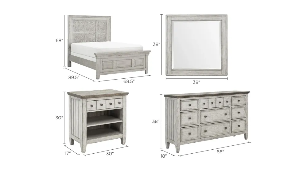 Magnolia Park 4-pc. Bedroom Set Dimensions
