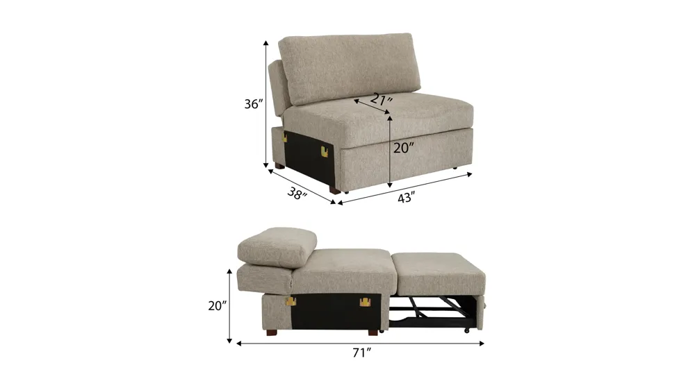Juniper Armless Klik Klak Chair and a Half Dimensions