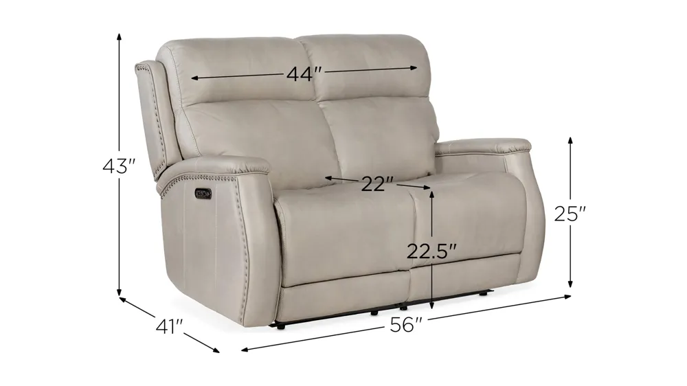 Rhea Zero Gravity Power Loveseat with Power Headrest Dimensions