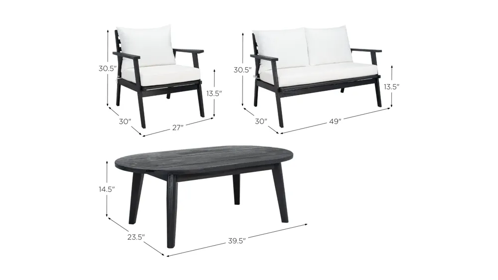 Dagny 4-pc. Patio Set Dimensions