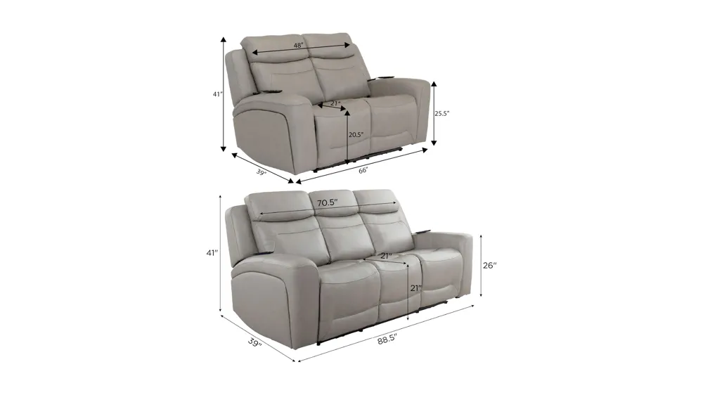 Morgenthal Triple Power Living Room Set w/ Heat & Massage Dimensions