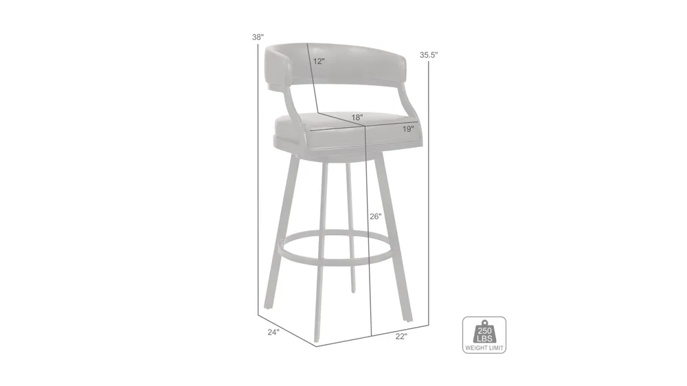 Squire 26" Swivel Counter Stool Dimensions